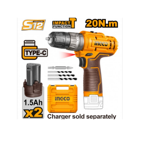 TRAPANO A PERCUSSIONE A BATTERIA 12V CON 2 BATTERIE